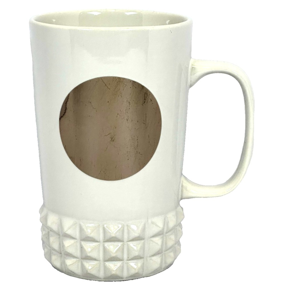 Starbucks 2014 White Studded Mug 16 Oz Coffee Cup Geometric Ceramic Collectible